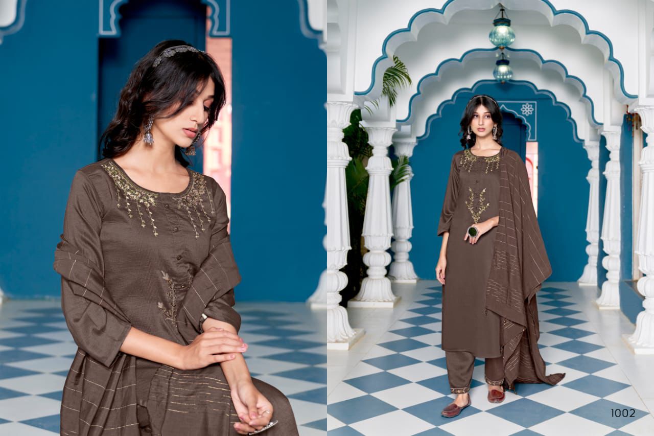 Prague By Sweety Chinon Embroidery Readymade Suits Wholesale Price In Surat